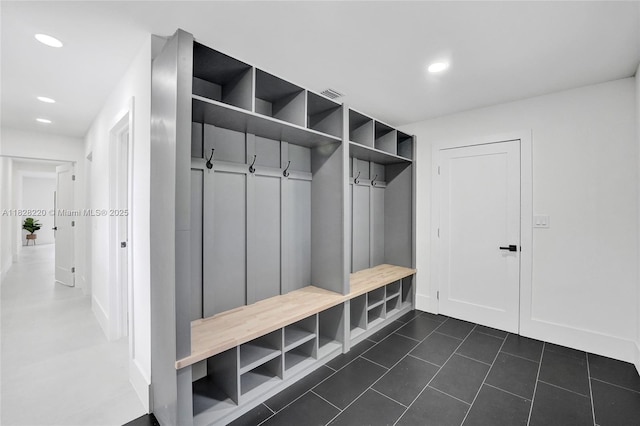 5850 Rose Ter, Plantation, FL 33317 - mudroom featuring dark tile patterned floors and recessed lighting