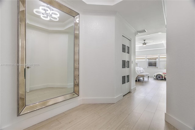16488 SW 30th St, Miramar, FL 33027 - bathroom with wood finished floors, crown molding, a ceiling fan, and a tray ceiling