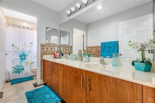 16488 SW 30th St, Miramar, FL 33027 - full bathroom featuring double vanity, a shower with shower curtain, and tile patterned floors