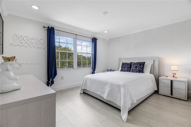 16488 SW 30th St, Miramar, FL 33027 - bedroom featuring light wood-style flooring, recessed lighting, and ornamental molding