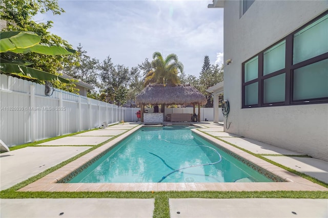 16488 SW 30th St, Miramar, FL 33027 - view of swimming pool with a gazebo, a fenced backyard, and a patio area