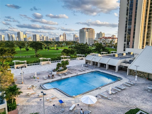 20367 W Country Club Dr Unit L25, Aventura, FL 33180 - community pool with a patio and a skyline view