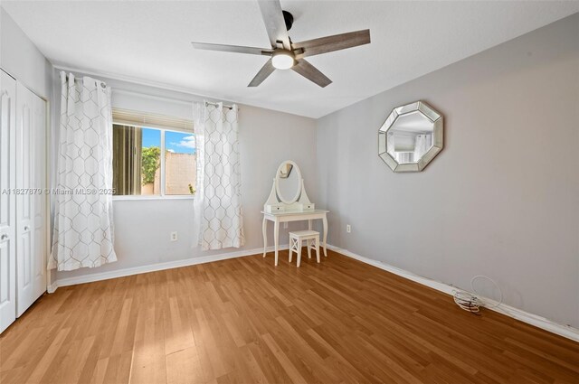 8366 NW 10th St Unit 3B, Miami, FL 33126 - unfurnished bedroom with light wood finished floors and a ceiling fan