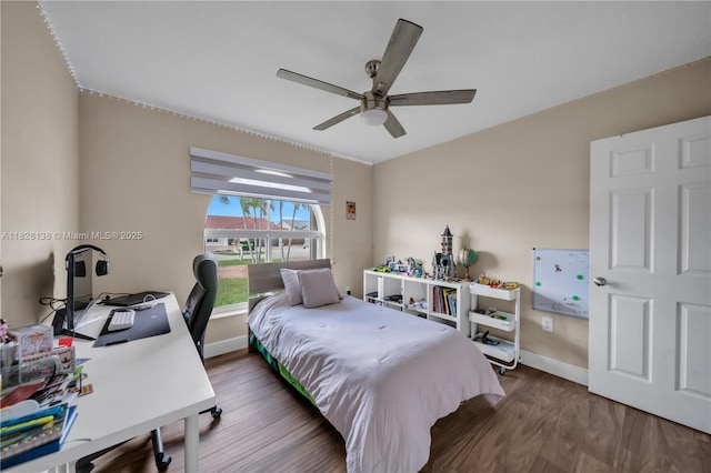 14795 SW 174th St, Miami, FL 33187 - bedroom with wood finished floors, a desk, and a ceiling fan