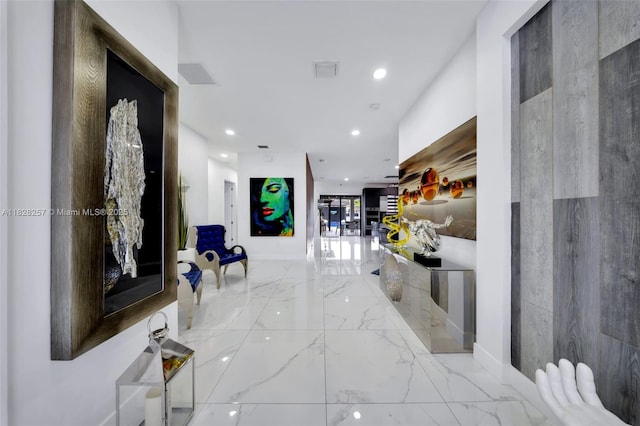 1550 SW 89th Ct, Miami, FL 33174 - hall with recessed lighting and marble tiled floors