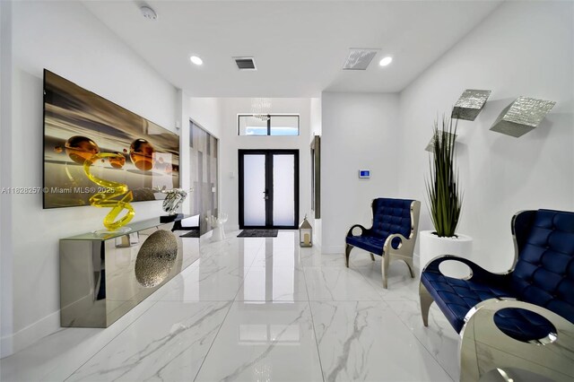 1550 SW 89th Ct, Miami, FL 33174 - foyer entrance featuring marble tiled floors and recessed lighting