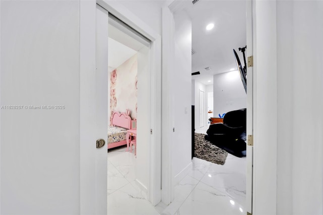 1550 SW 89th Ct, Miami, FL 33174 - hallway with marble tiled flooring and baseboards