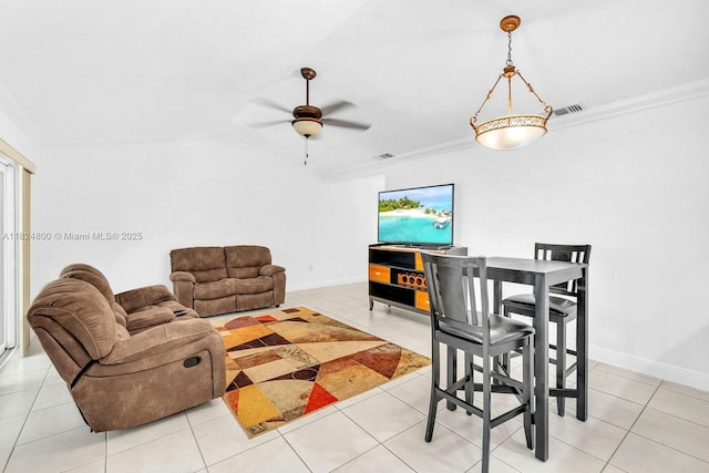 1621 NW 96th Ter, Pembroke Pines, FL 33024 - living area featuring a ceiling fan, tile patterned floors, and crown molding