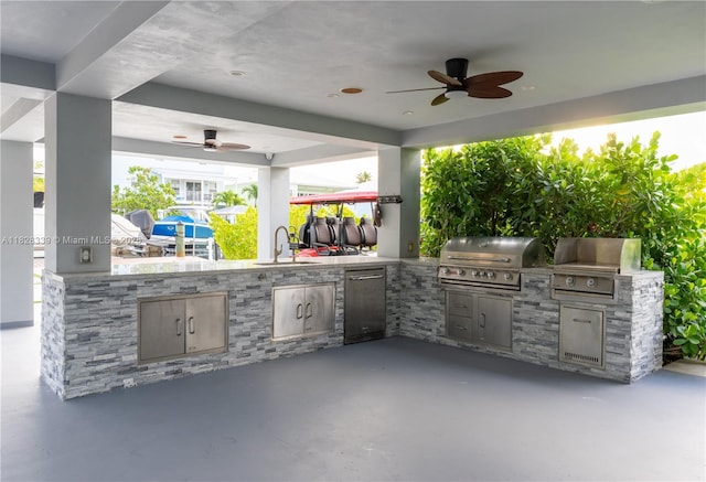 475 Bahia Honda Rd, Key Largo, FL 33037 - view of patio with ceiling fan and exterior kitchen