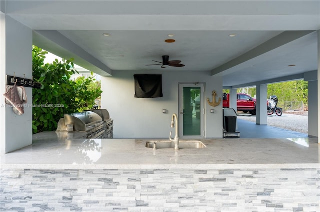 475 Bahia Honda Rd, Key Largo, FL 33037 - view of patio / terrace with exterior kitchen and a ceiling fan