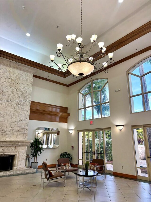 9725NW NW 52nd St Unit 415, Doral, FL 33178 - community lobby with a towering ceiling and crown molding