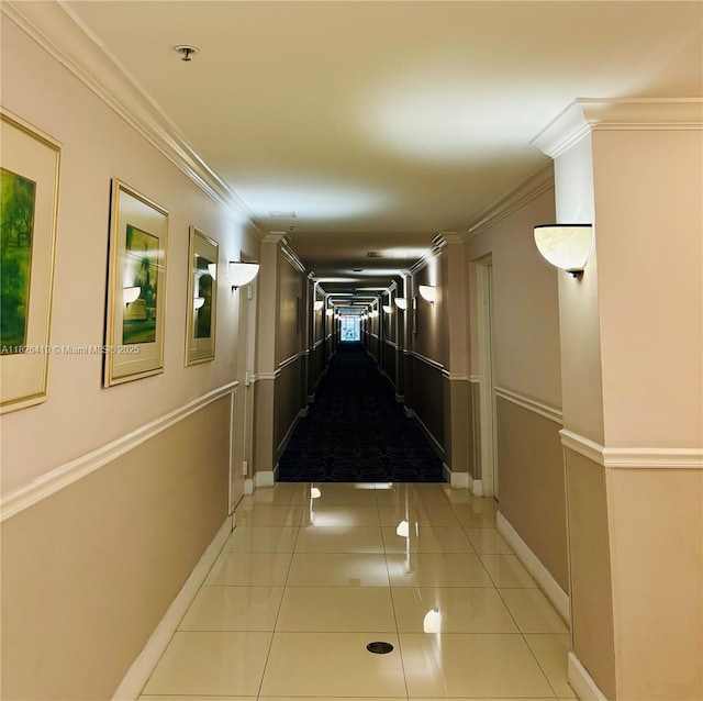 9725NW NW 52nd St Unit 415, Doral, FL 33178 - hallway with light tile patterned floors and ornamental molding