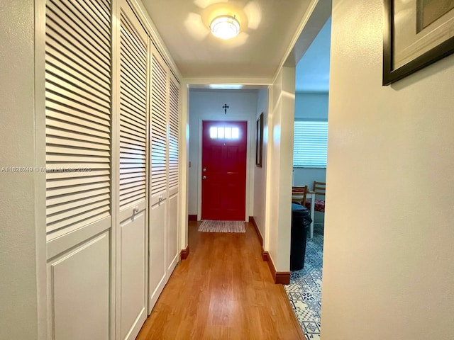 2860 SW 22nd Ave Unit 4100, Delray Beach, FL 33445 - hall featuring light wood finished floors and baseboards