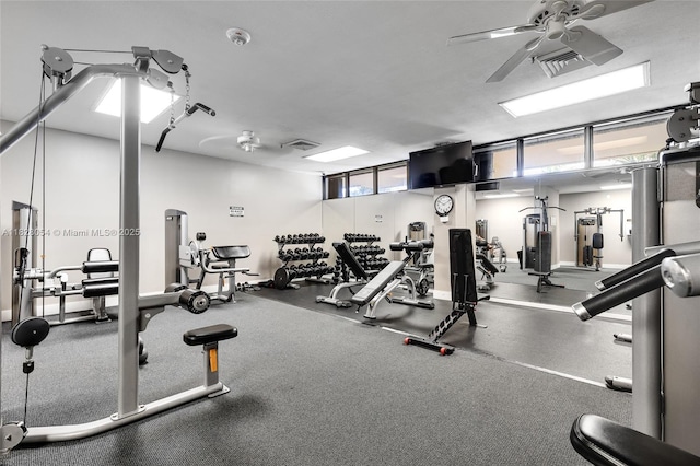 520 Brickell Key Dr Unit A1817, Miami, FL 33131 - exercise room with a ceiling fan