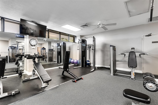 520 Brickell Key Dr Unit A1817, Miami, FL 33131 - exercise room with ceiling fan and baseboards