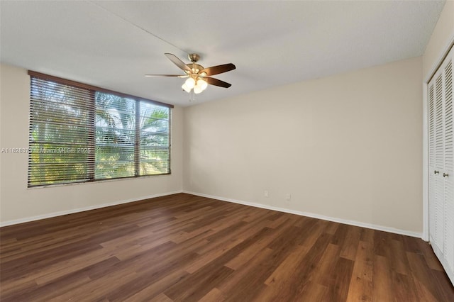 2851 S Palm Aire Dr Unit 205, Pompano Beach, FL 33069 - unfurnished bedroom with wood finished floors, a closet, and ceiling fan