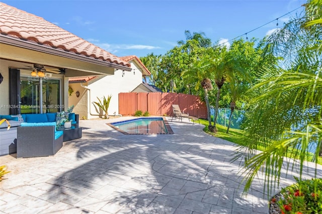 220 SW 113th Ter, Pembroke Pines, FL 33025 - view of patio / terrace featuring ceiling fan and outdoor lounge area