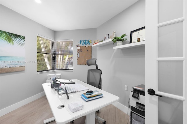 220 SW 113th Ter, Pembroke Pines, FL 33025 - office area featuring baseboards and wood finished floors