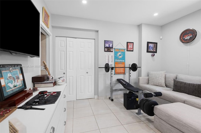 220 SW 113th Ter, Pembroke Pines, FL 33025 - living room featuring light tile patterned flooring and recessed lighting