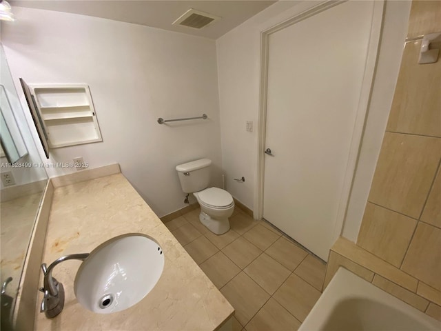 1750 N Bayshore Dr Unit 2707, Miami, FL 33132 - bathroom with vanity, a tub, and tile patterned floors
