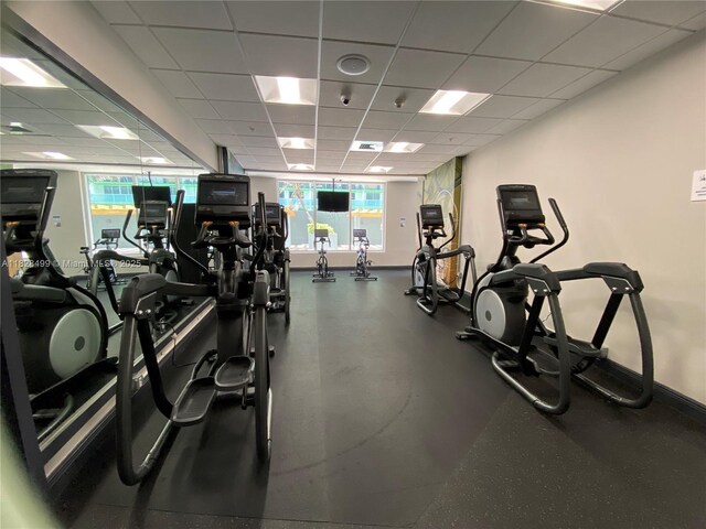 1750 N Bayshore Dr Unit 2707, Miami, FL 33132 - workout area featuring a paneled ceiling
