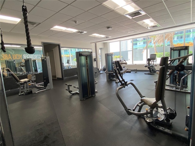 1750 N Bayshore Dr Unit 2707, Miami, FL 33132 - workout area with a paneled ceiling