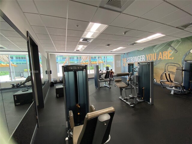 1750 N Bayshore Dr Unit 2707, Miami, FL 33132 - gym with a paneled ceiling