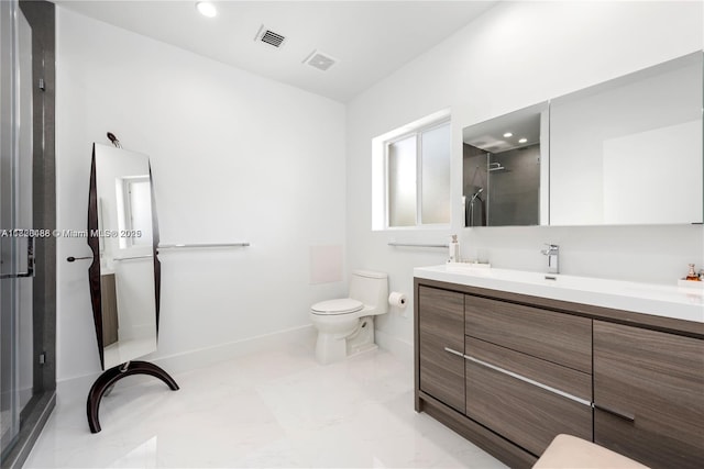 424 89th St, Surfside, FL 33154 - bathroom featuring vanity, a shower stall, and recessed lighting