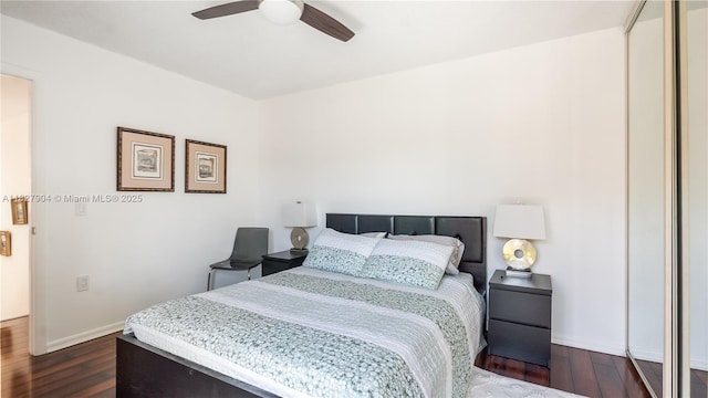 9109 SW 20th St, Davie, FL 33324 - bedroom with dark wood finished floors and ceiling fan