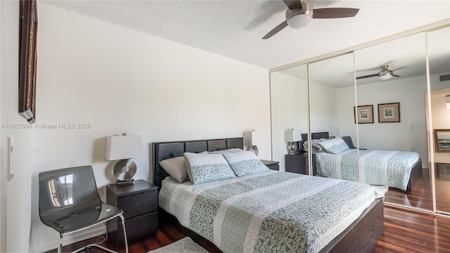 9109 SW 20th St, Davie, FL 33324 - bedroom featuring dark wood-type flooring, a closet, and ceiling fan