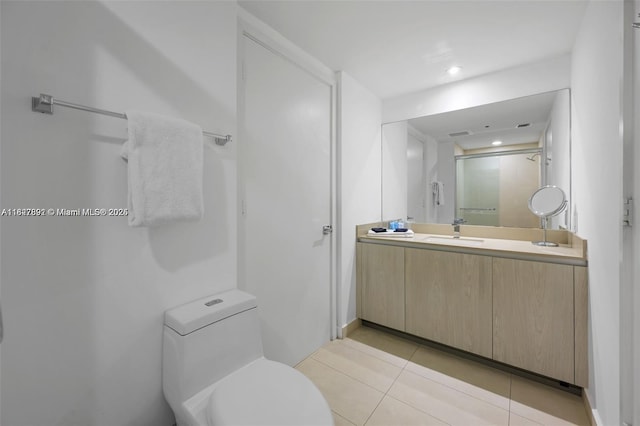 4111 S Ocean Dr Unit 2204, Hollywood, FL 33019 - bathroom with vanity, tile patterned floors, and an enclosed shower