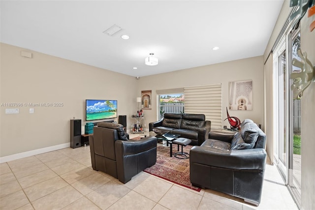 1115 SW 180th Ter, Pembroke Pines, FL 33029 - living area featuring light tile patterned flooring and recessed lighting