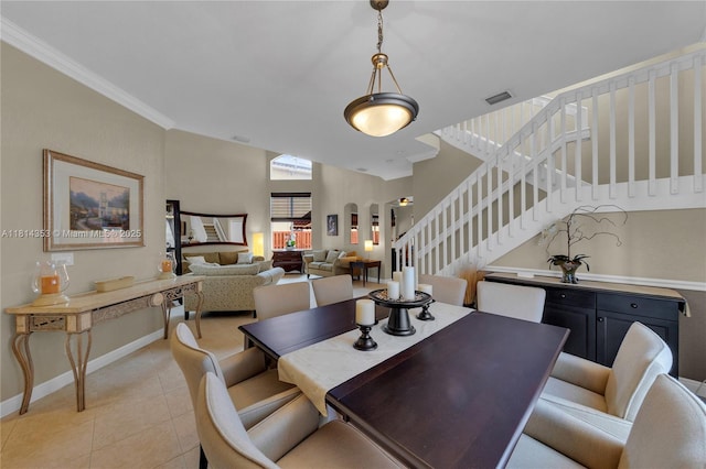 14141 SW 54th St, Miramar, FL 33027 - dining space with stairway and light tile patterned flooring