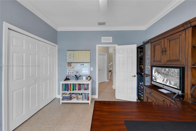 14141 SW 54th St, Miramar, FL 33027 - home office with crown molding and light tile patterned floors