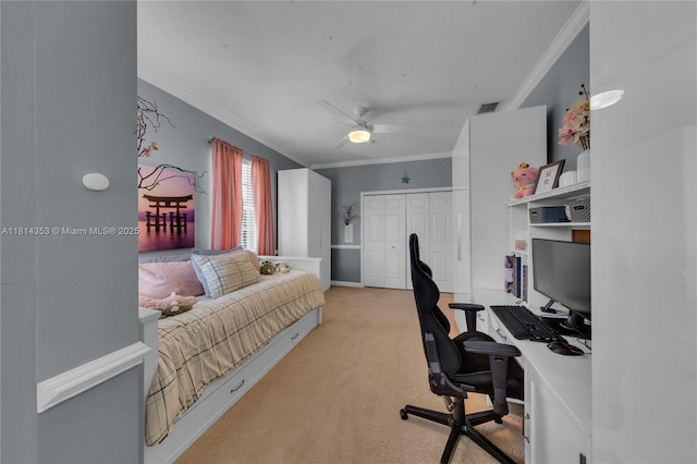 14141 SW 54th St, Miramar, FL 33027 - carpeted office featuring ornamental molding and ceiling fan