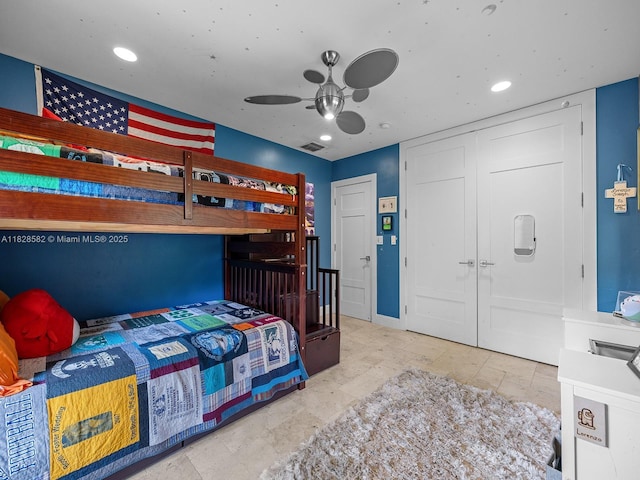 6005 SW 135th Ter, Pinecrest, FL 33156 - bedroom with recessed lighting, a closet, and ceiling fan