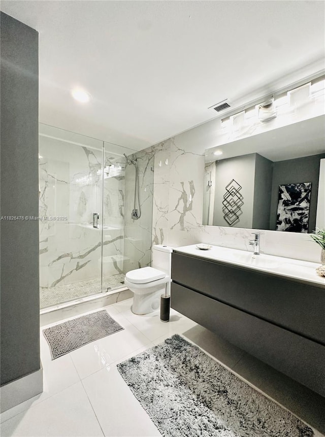 19390 Collins Ave Unit 911, Sunny Isles Beach, FL 33160 - full bathroom with a marble finish shower, vanity, and recessed lighting