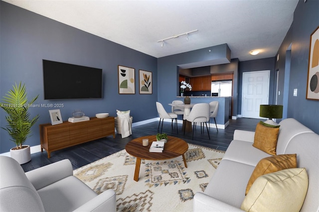888 S Douglas Rd Unit Ph07, Coral Gables, FL 33134 - living area featuring wood finished floors and rail lighting