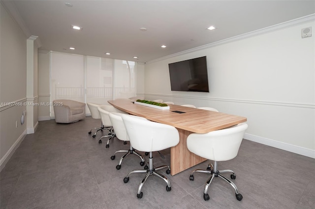 4100 Salzedo St Unit 515, Coral Gables, FL 33146 - home office with crown molding and recessed lighting