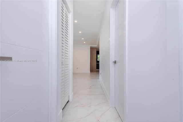 2181 SW 20th St, Miami, FL 33145 - hallway with recessed lighting and light marble finish flooring