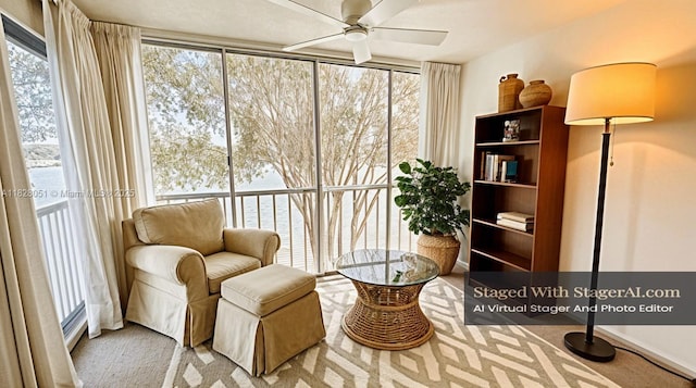 6080 Huntwick Ter Unit 305, Delray Beach, FL 33484 - sitting room featuring ceiling fan