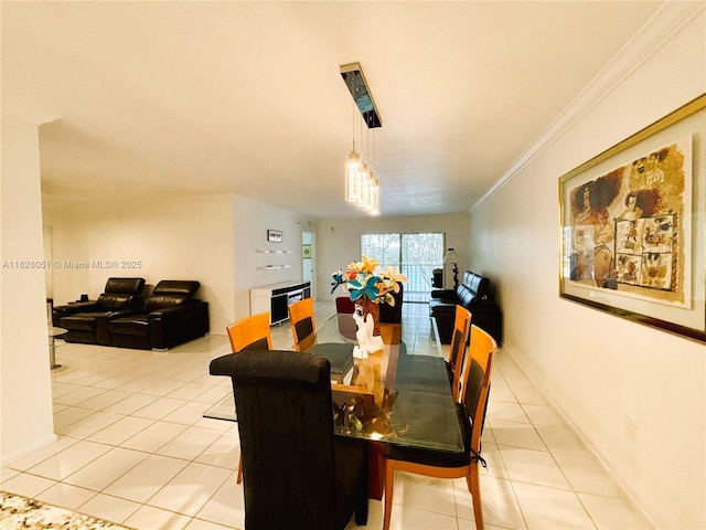 6080 Huntwick Ter Unit 305, Delray Beach, FL 33484 - dining area featuring light tile patterned flooring and ornamental molding