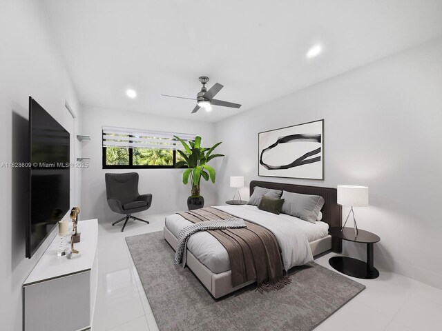 4501 SW 133rd Ave, Southwest Ranches, FL 33330 - tiled bedroom featuring ceiling fan and recessed lighting