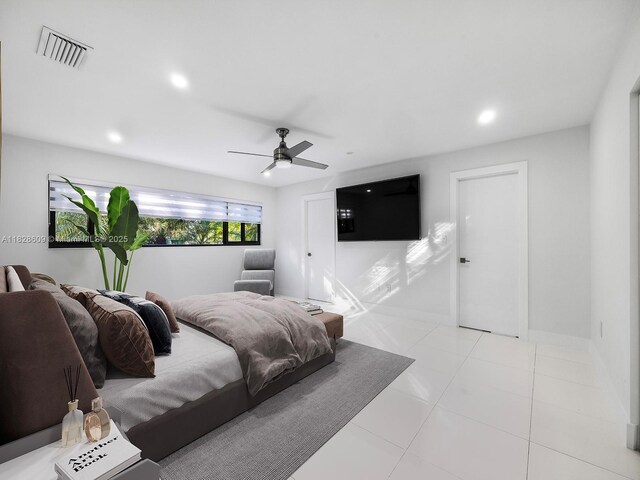 4501 SW 133rd Ave, Southwest Ranches, FL 33330 - bedroom featuring ceiling fan, light tile patterned floors, and recessed lighting