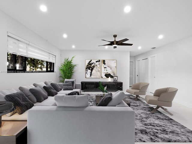 4501 SW 133rd Ave, Southwest Ranches, FL 33330 - living area featuring recessed lighting and a ceiling fan