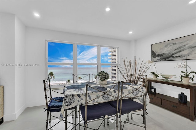 3900 Galt Ocean Dr Unit 506, Fort Lauderdale, FL 33308 - dining room with recessed lighting and a water view