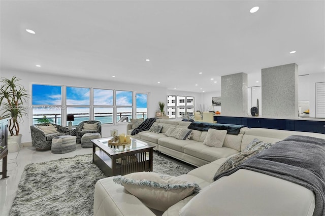 3900 Galt Ocean Dr Unit 506, Fort Lauderdale, FL 33308 - living area with recessed lighting and a water view
