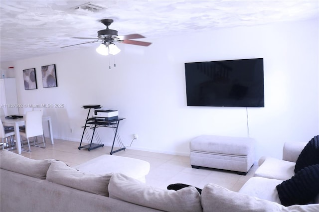 3370 Beau Rivage Dr, Pompano Beach, FL 33064 - living area with tile patterned floors and ceiling fan