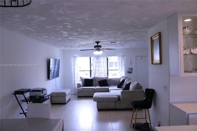 3370 Beau Rivage Dr, Pompano Beach, FL 33064 - living room with light tile patterned flooring and ceiling fan
