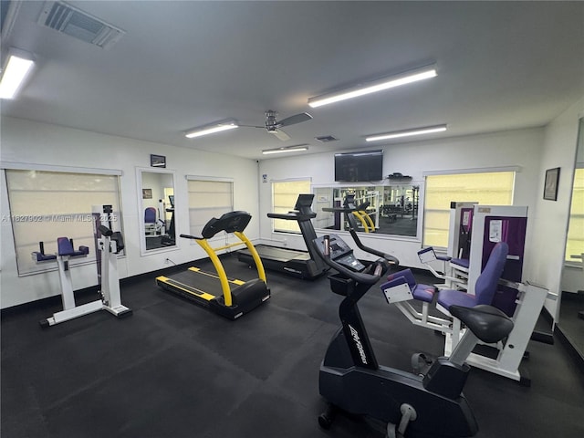 3370 Beau Rivage Dr, Pompano Beach, FL 33064 - workout area featuring ceiling fan